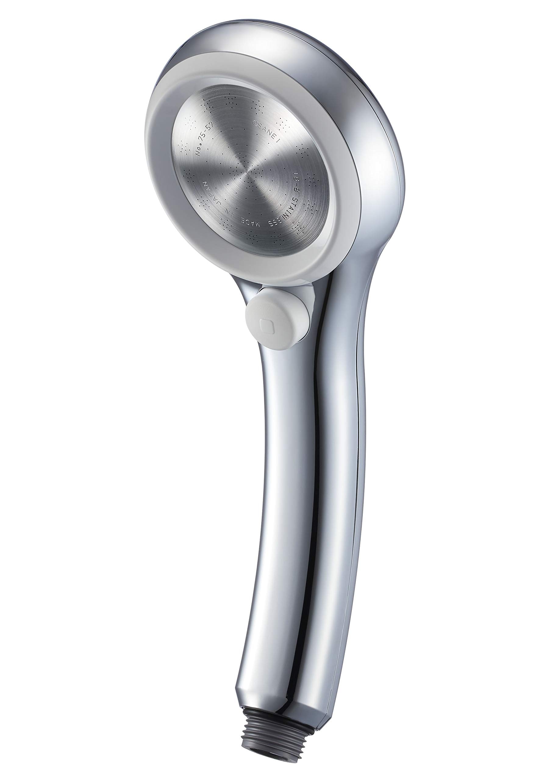 SANEI(サンエイ) シャワーヘッド レイニーメタリック 手元ストップ 節水率50% 極細水流 勢いアップ 白 PS313-81XA-C