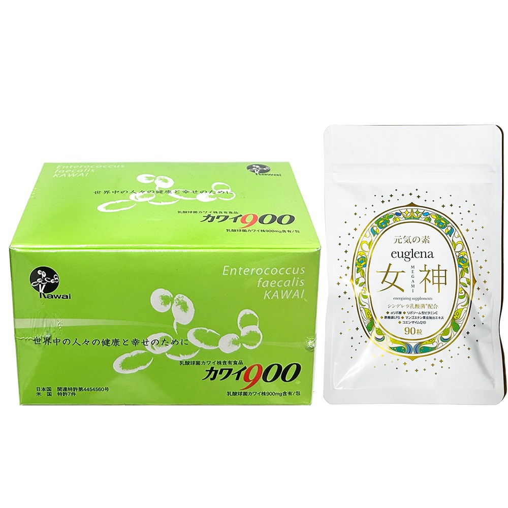 お得セットユーグレナ女神90粒＋カワイ900 乳酸球菌カワイ株900ｍｇ含有/包 (１箱 １.5ｇ×１００包)