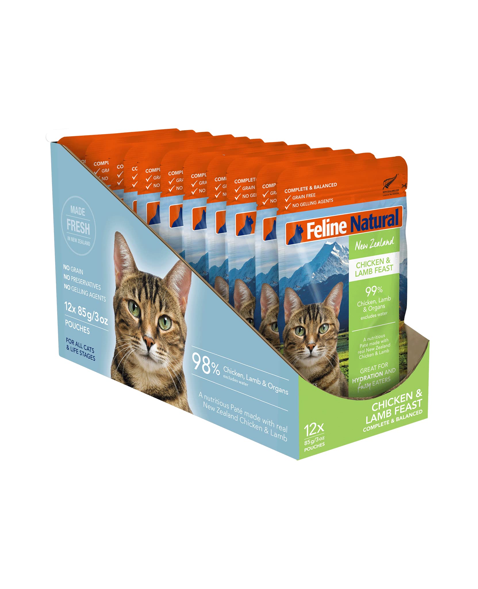 フィーラインナチュラル Feline Natural プレミアムパウチ キャットフード チキン＆ラム 85g 【12袋セット】