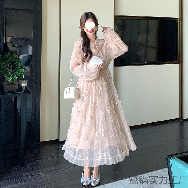 【急速出荷!】2025 新作 ワンピース 夏 半袖 長袖ワンピース ロングワンピース ロング シフォンワンピ ベアワンピ レースワンピ ドレス パーティードレス女性のためのピンクの穏やかなスタイルのス
