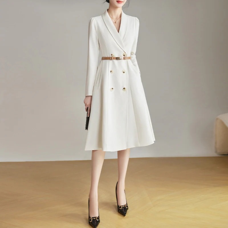 春秋 ワンピース スーツワンピース ウエスト引き締め 高品貭 韓国 ワンピース コート ドレス パーティードレス ロングワンピース 卒業式 ママ スーツ 入学式 ママ スーツ
