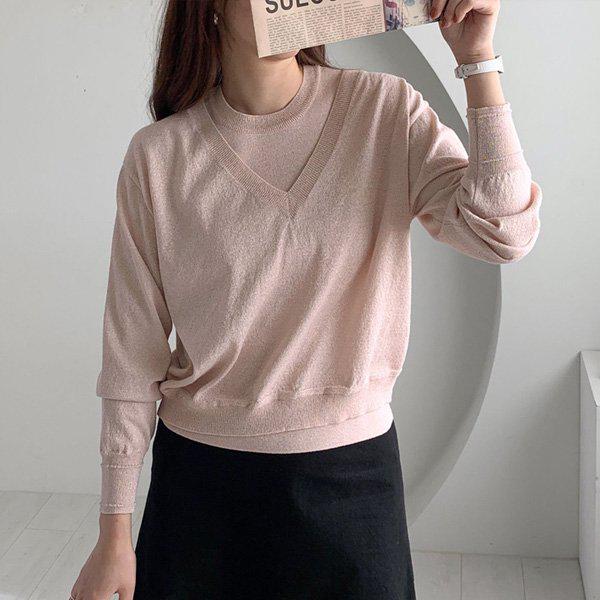 Hスタイル(KN)メタルナシニットセット 春端境期女性ニットTシャツナシセットセットアップセーターデイリー