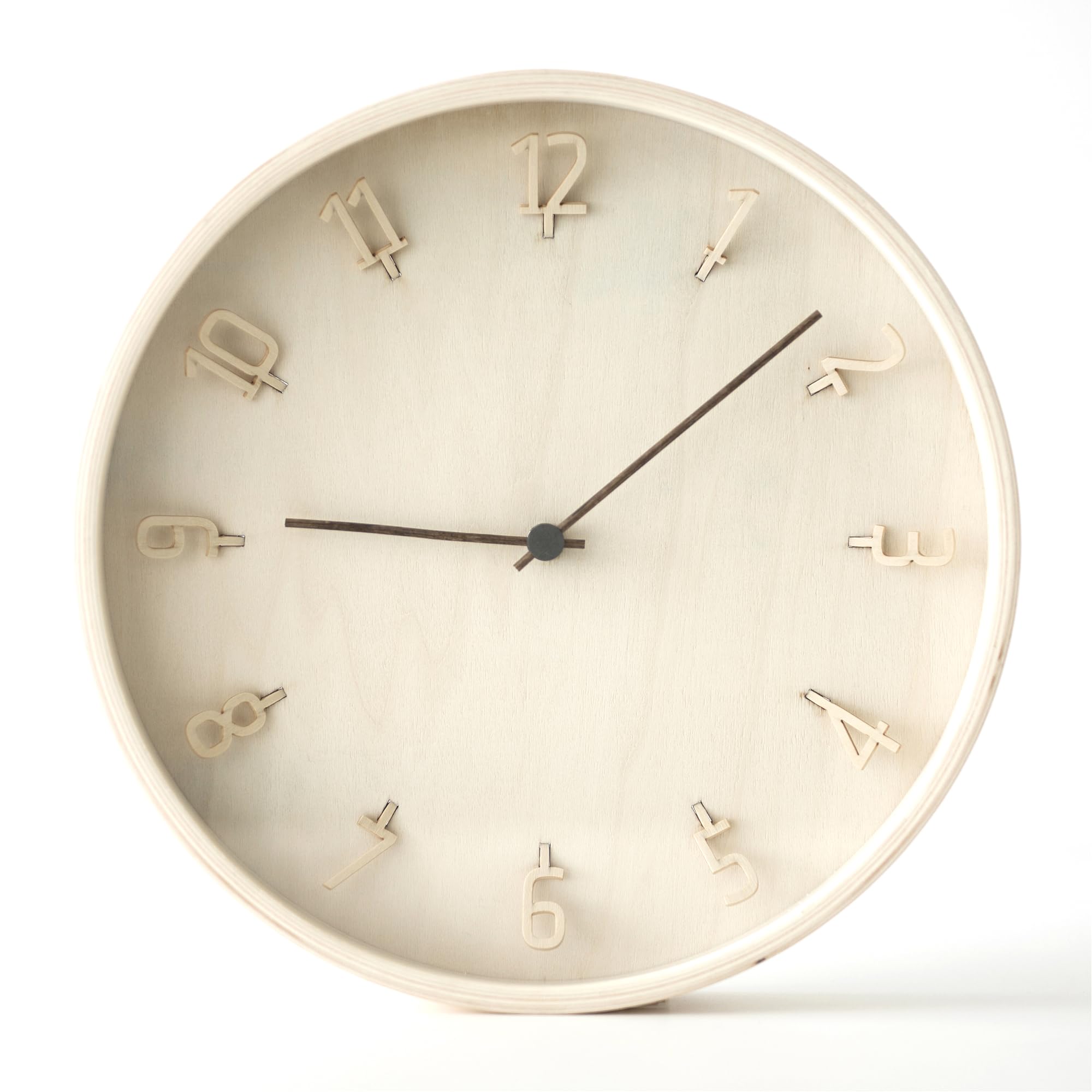 スピンハンズ 「ナチュラル」【バナナ工房】置き時計 壁掛け時計 無音 ガラス 30×30×4.5cm 623g軽量 木目 時計 寝室 リビング オフィス 北欧