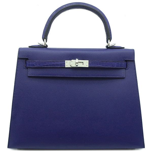 エルメス HERMES 2WAYバッグ ケリータッチ25 外縫い アリゲーター ヴォ―マダム ブルーサフィール シルバー金具 新品 未使用 青 クロコ ショルダー W刻印（2024年製） 【箱】【中古 1,290,590円