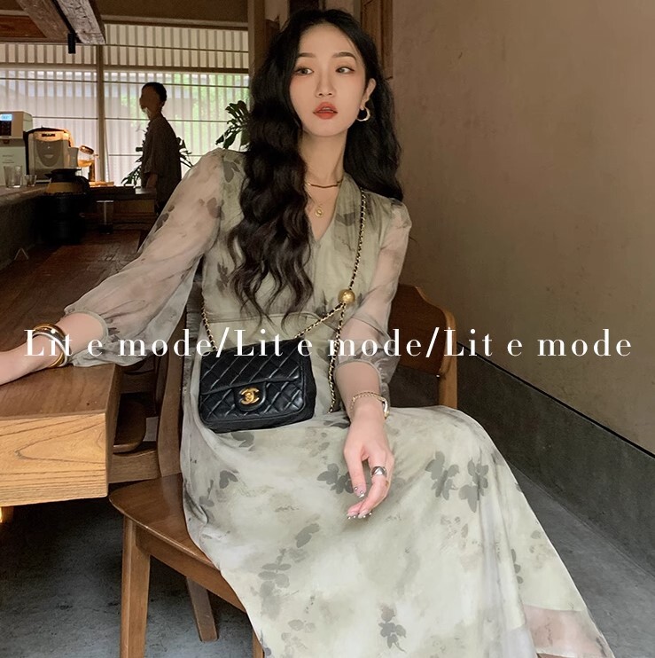 ワンピース プリント ワンピドレス ロング丈 長袖 かわいい 大人可愛い きれいめ カジュアル 大人 上品 おしゃれ お洒落 かっこいい 大人女子 ラブリー キュート ガーリー 個性的 クール