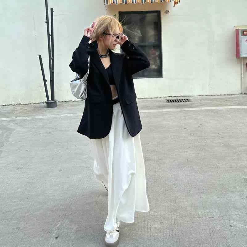 ジャケット ブレザー 長袖 春秋 オーバーサイズ スタイリッシュ ファッショナブル カジュアル クール アーバン オフィス レジャー レディース ガールズ