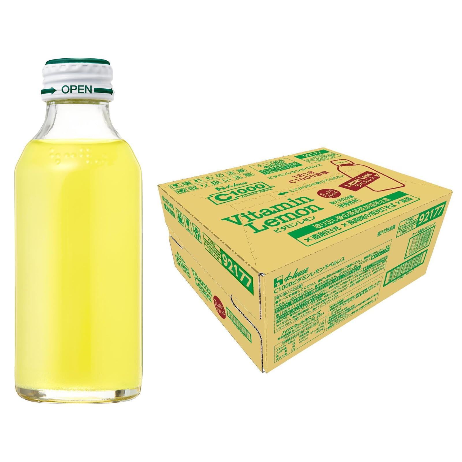 C1000 ビタミンレモン ラベルレス 瓶 140ml×30本 ハウスウェルネスフーズ【C1000史上初のラベルレス】