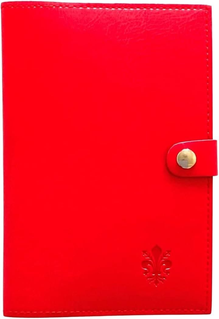 お薬手帳カードケース イタリア製 カード8枚収納 スナップとめ 母子手帳ケース お薬手帳カバー 健康保険証 診察券 通院( イタリアンレッド)