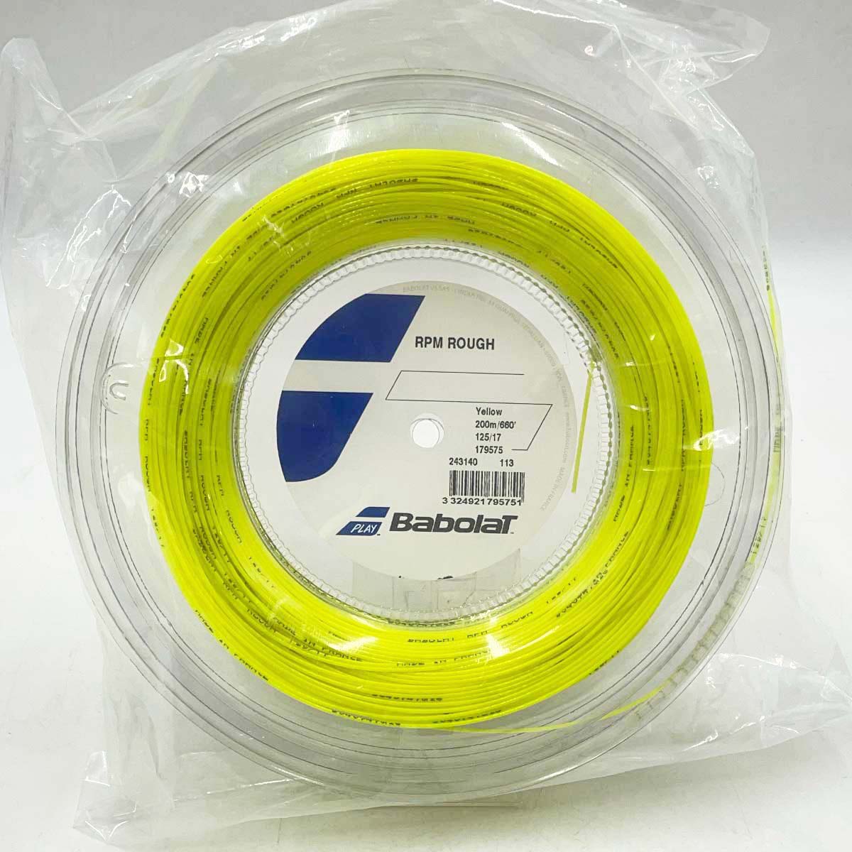【中古・未使用品】バボラ RPM ROUGH 125 硬式テニス ストリング ガット 200m ロール イエロー 243140 BABOLAT 1.25mm
