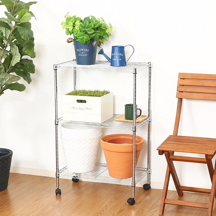 スチールラック おしゃれ 3段 メタルラック 幅60×奥行35×高さ92cm クロム 5,035円