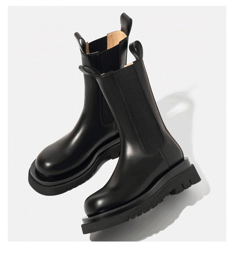 レディース ブーツ ミドルブーツ 厚底 サイドゴア 5 ラウンドトゥ 防寒 暖かい 脚長 プルタブ かわいい きれいめ シンプル カジュアル おしゃれ レトロ フォーマル エレガント