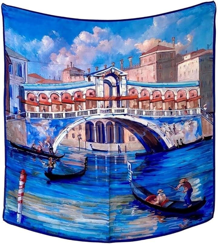 バルサンティ スカーフ レディース 大判 90 正方形 コモ シルク100% イタリア製 リアルト橋( リアルト橋, Free Size)