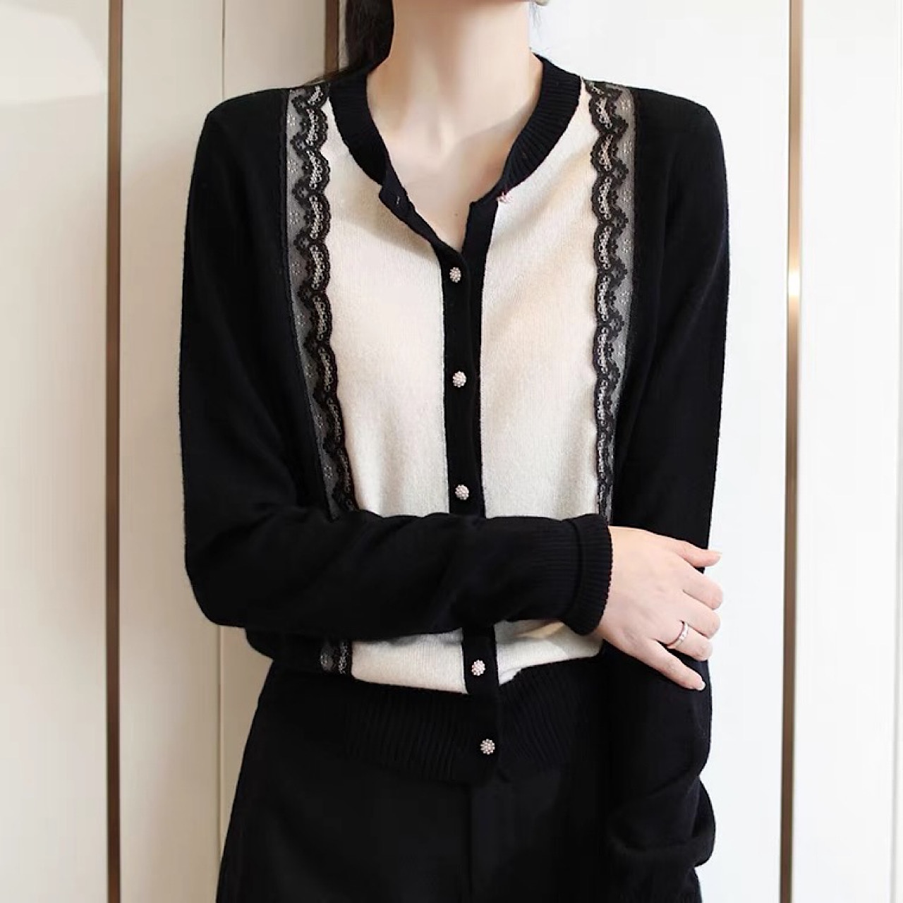 バイカラーレースカーディガン【tp0193】