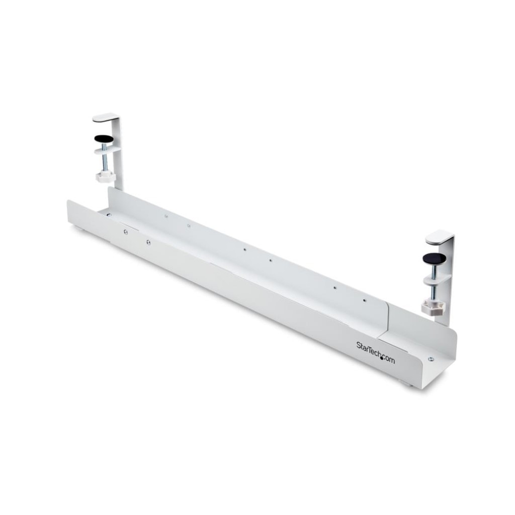StarTech.com [CALW-DESK-CABLE-TRAY] ケーブル配線トレー/クランプ式/長さ調節可能/穴あけ 工具不要/デスク下取付け/ホワイト/ケーブルオーガナイザー/配線隠し 整理