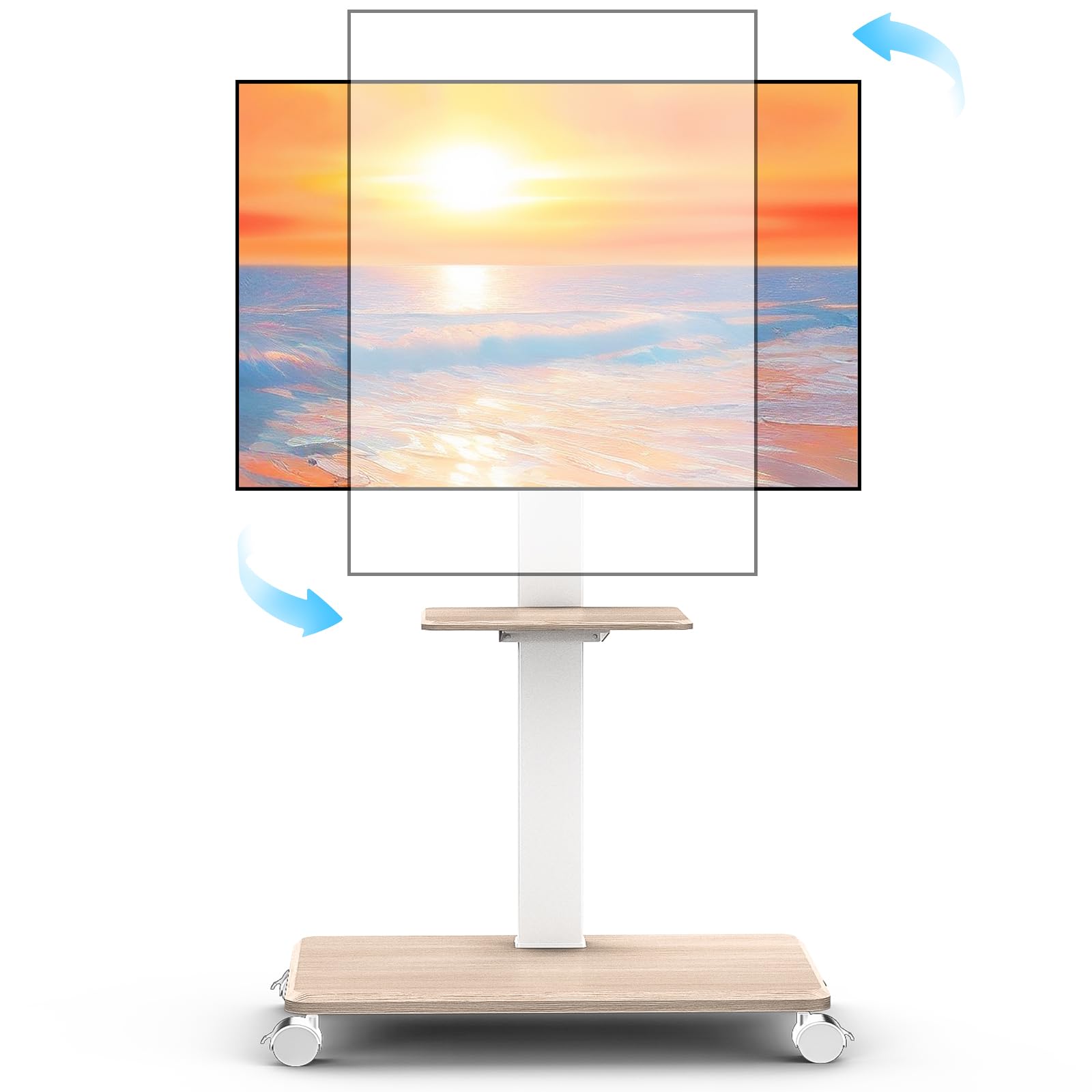 脚輪付きのテレビキャビネット壁掛け式32-75インチ対応横竖スクリーンローテーション可能高さ調整可能40kg耐荷重シェルフ付きテレビラック家庭・学校・企業・病院向け( 19441