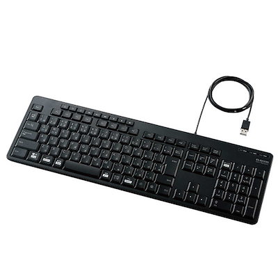 他サイト： エレコム　ELECOM　キーボード 抗菌 (Chrome/Mac/Win) ［有線 /USB］ ブラック　TK-FCM114SKBKの商品画像