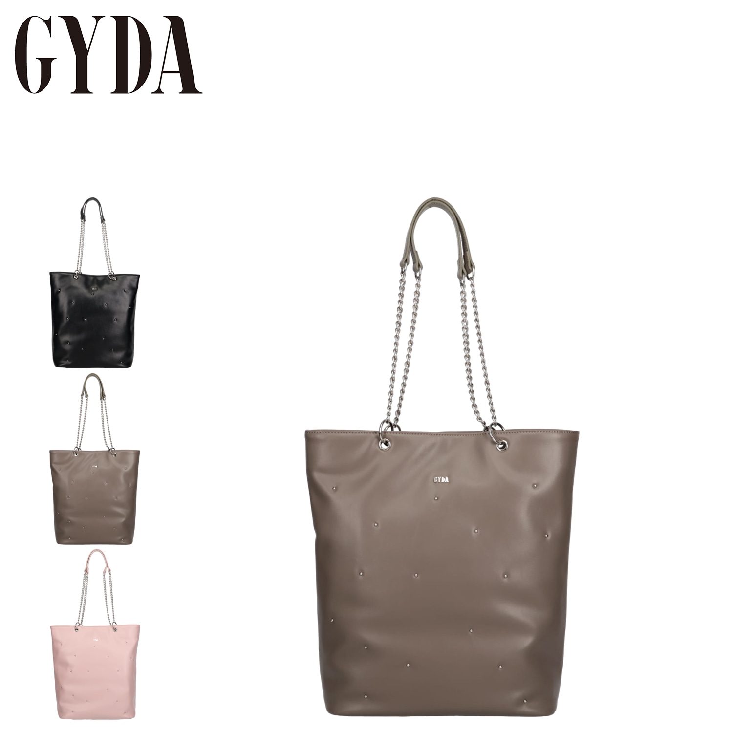 トートバッグ スタッズ レディース A4サイズ対応 ブラック グレー ピンク 黒 GY-B236