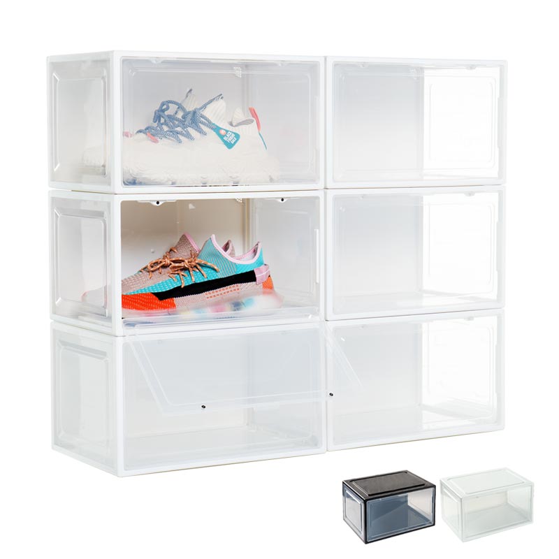 シューズボックス 下駄箱 大容量 クリア ブラック
