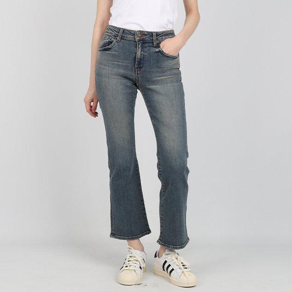 女性用ジーンズ グリーン ブーツカット インディゴ B225DP755P