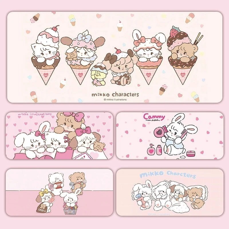 【1つ買うと10個もらえる】メガ割Mikkoテーブルマットマウスパッド特大ピンクかわいい羊商店オリジナル滑り止めマット机985