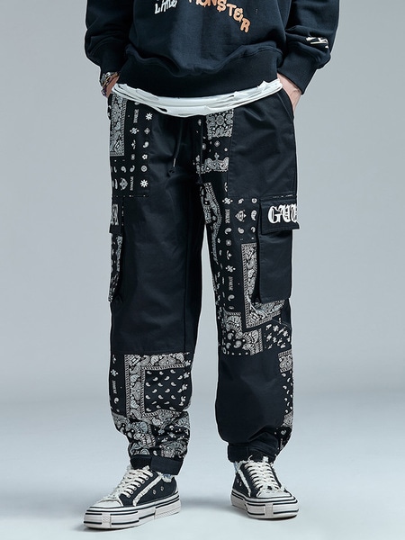 カジュアルパンツ ヒップホップ マルチポケット カシューフラワー