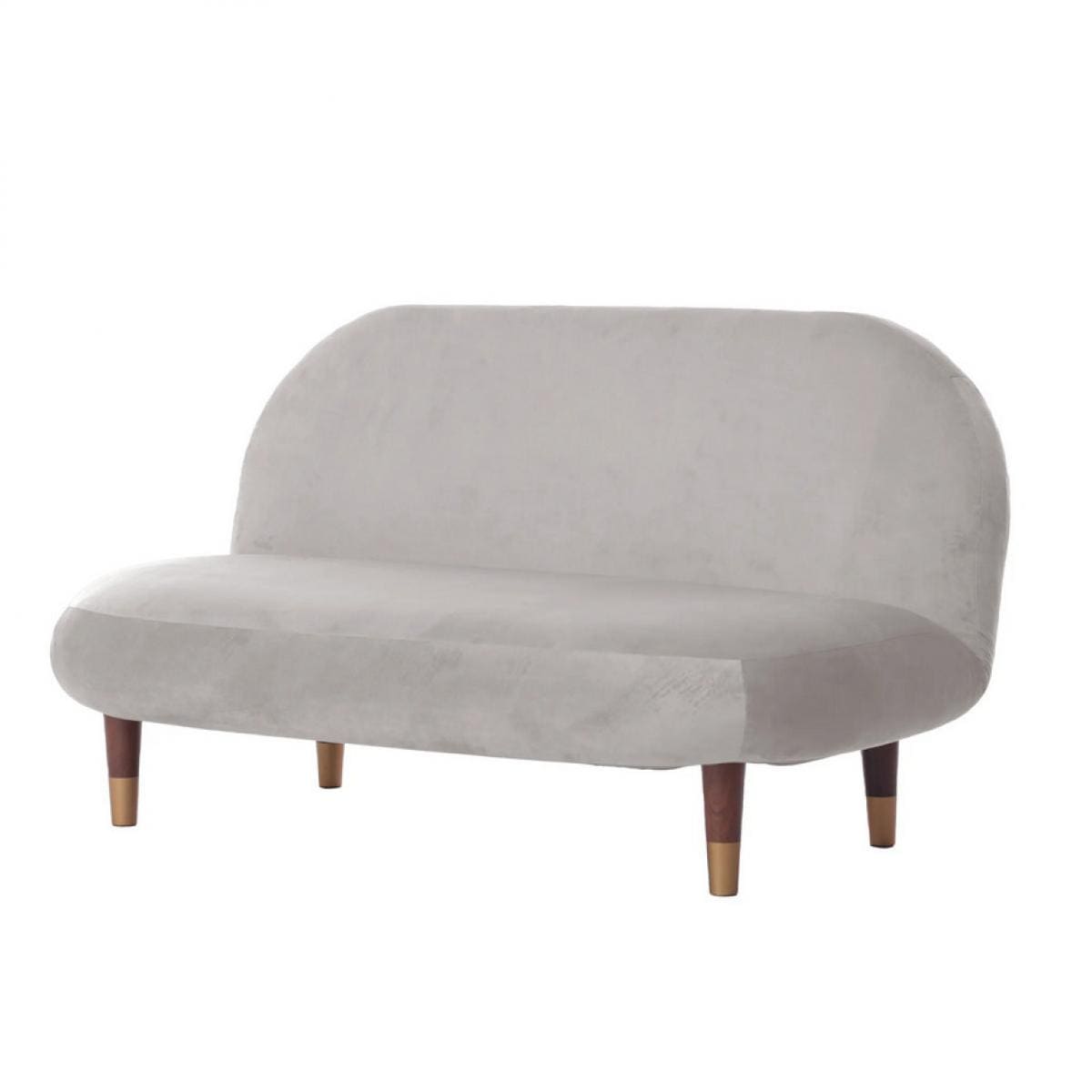 【I】【代引不可】セルタン ラウンドソファ 2人掛け ベロア グレー A1465 くすみカラー かわいい ソファ コンパクト 一人暮らし ワンルーム【代引不可/沖縄・離島不