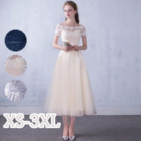 パーティードレス オフショルダー 大きいサイズ 二次会 袖付き ドレス エレガント 結婚式 親族 母親