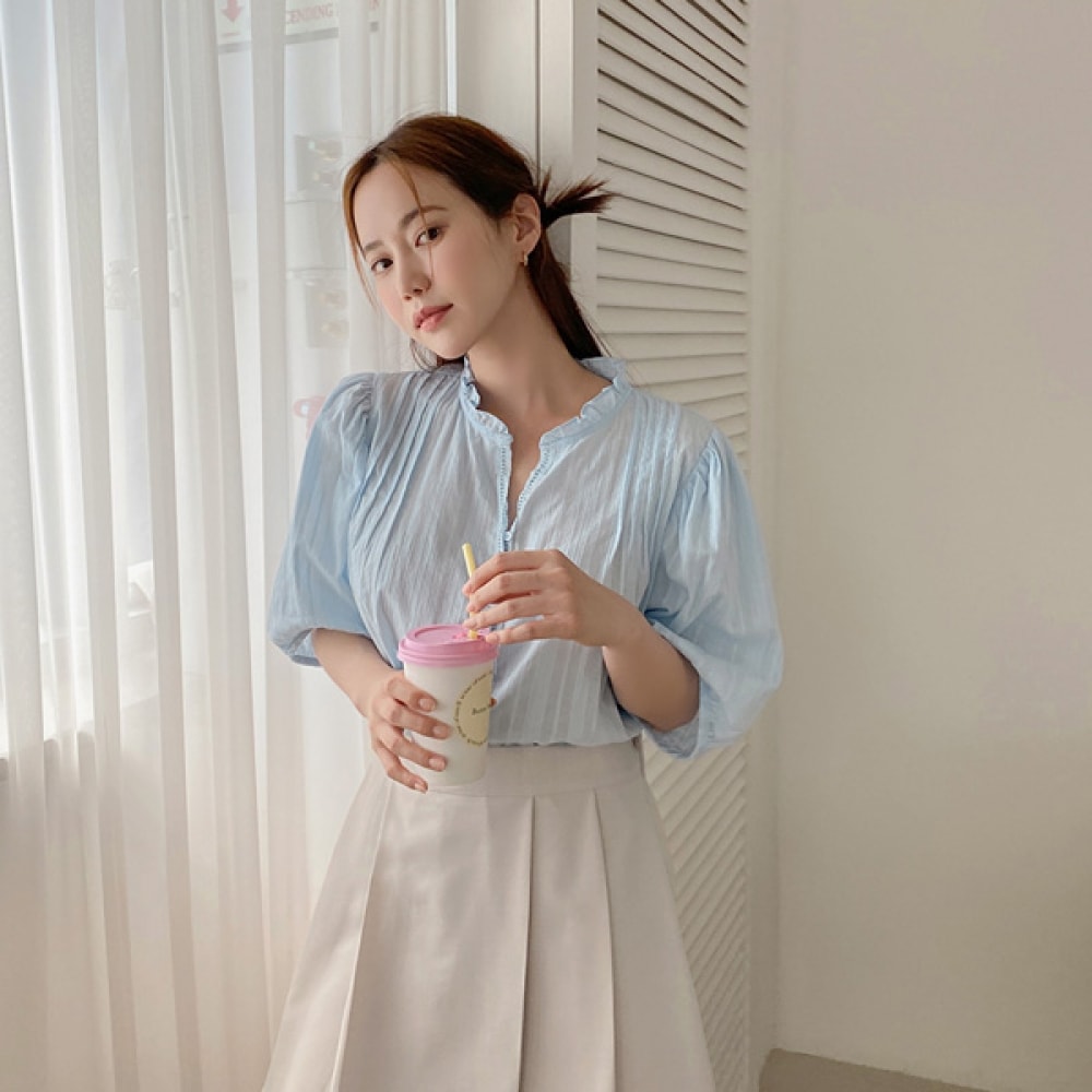 [イーブレットバイJSTYLE] イーブレットラセンティレースシャーリングブラウス Jスタイル