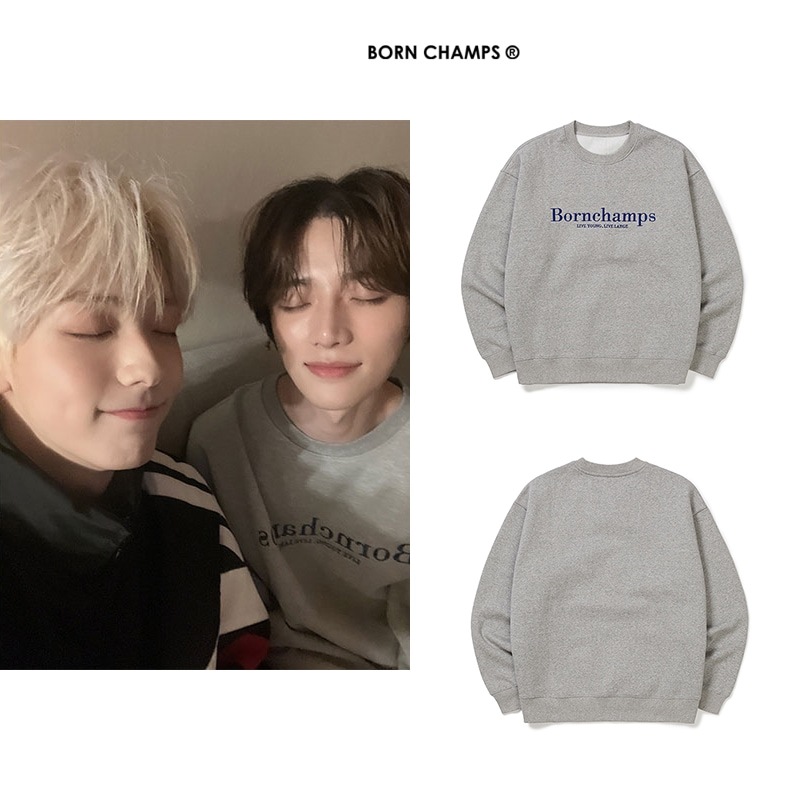 [TXT ボムギュ着用] 起毛 セリフロゴクルーネック