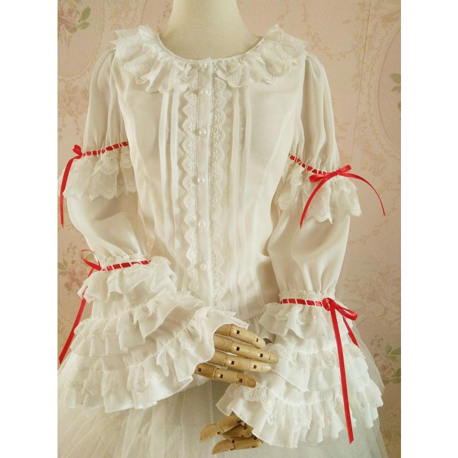ロリータ ロリィタ ブラウス レトロ風 長袖 スリム レース ゆめかわいい XS S M L XL 2XL