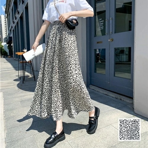 スカート ボトムス 韓国 ファッション レディース 春 夏 カジュアル コーデ シンプル 定番 セレカジ 20代 30代 40代 2025 バイカラー モノトーン 小花 マキシ ドレープ