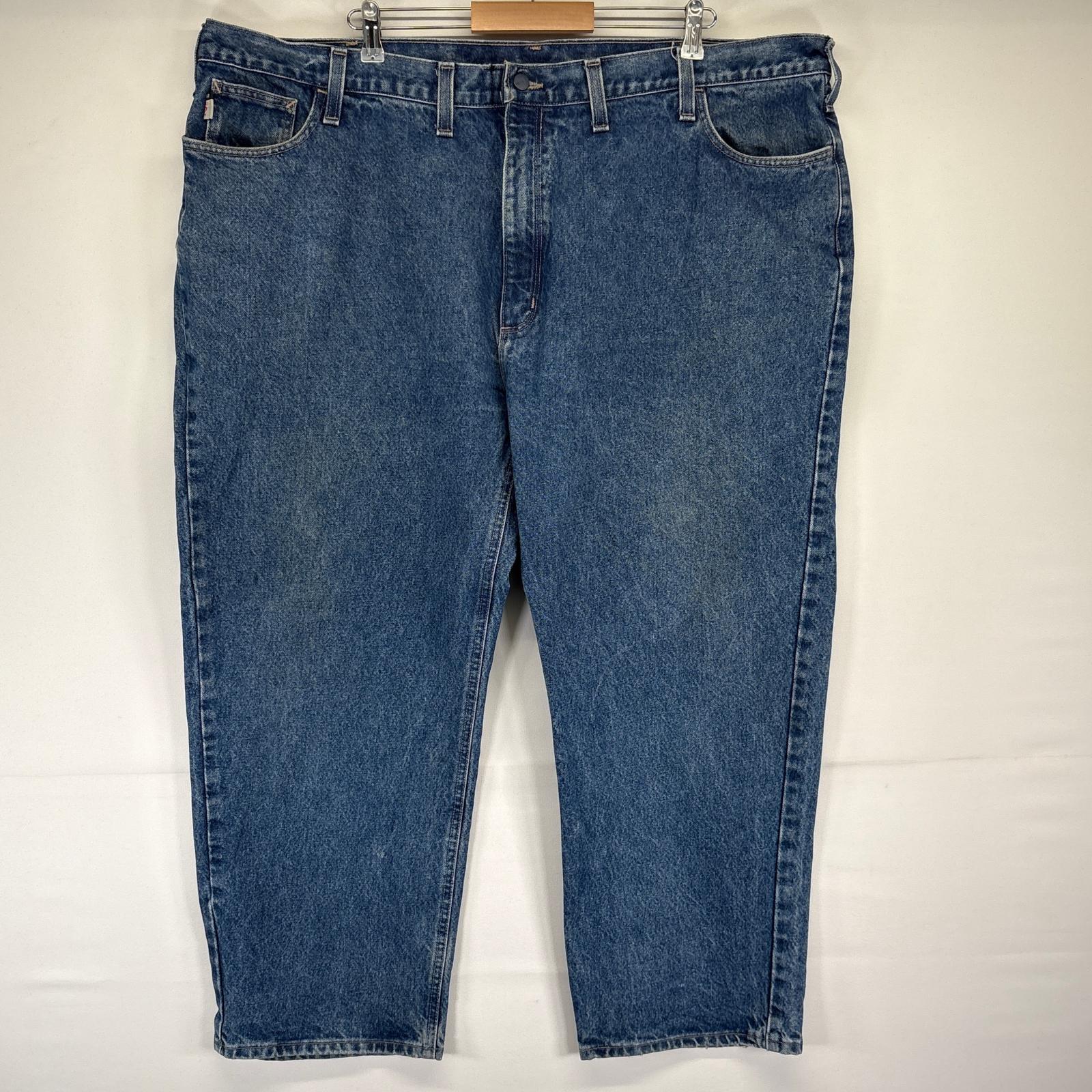 古着 デニムパンツ ワーク ワンポイントロゴ ジーンズ ジーパン 長ズボン 大きいサイズ w50 L30 ブルー メンズ