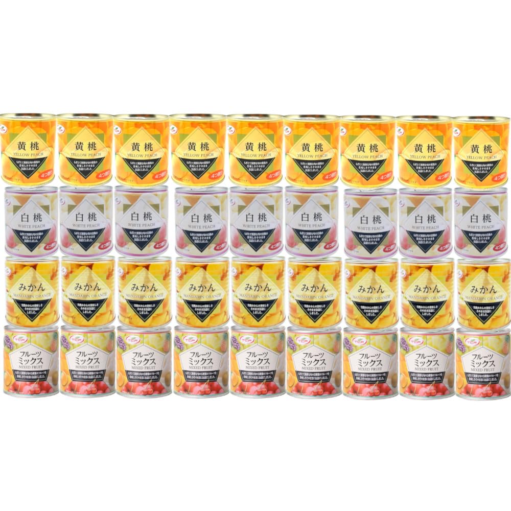 フルーツ 缶詰 36缶(312g)セット (4種×各9缶) みかん 白桃 黄桃 フルーツミックス 防災食 非常食 保存食 果物