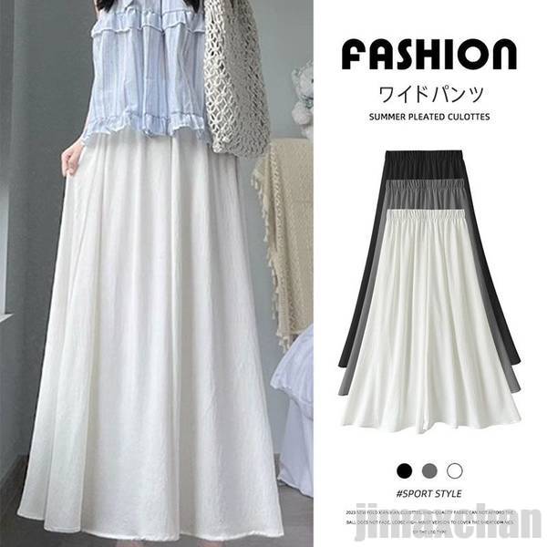 新生活 スカートパンツ イージーパンツウエストウエストゴム エレガント お洒落 ガウチョ カジュアル キレカジ コットン ゴム シンプル スカート風 スカンツ スタイルオンバックデート ナチュラ