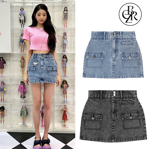 【 IVE ウォニョン, (G)I-DLE ミヨン 着用 】 23SS カーゴ デニム ミニスカート #韓国アパレルブランド #K-POP アイドル着用