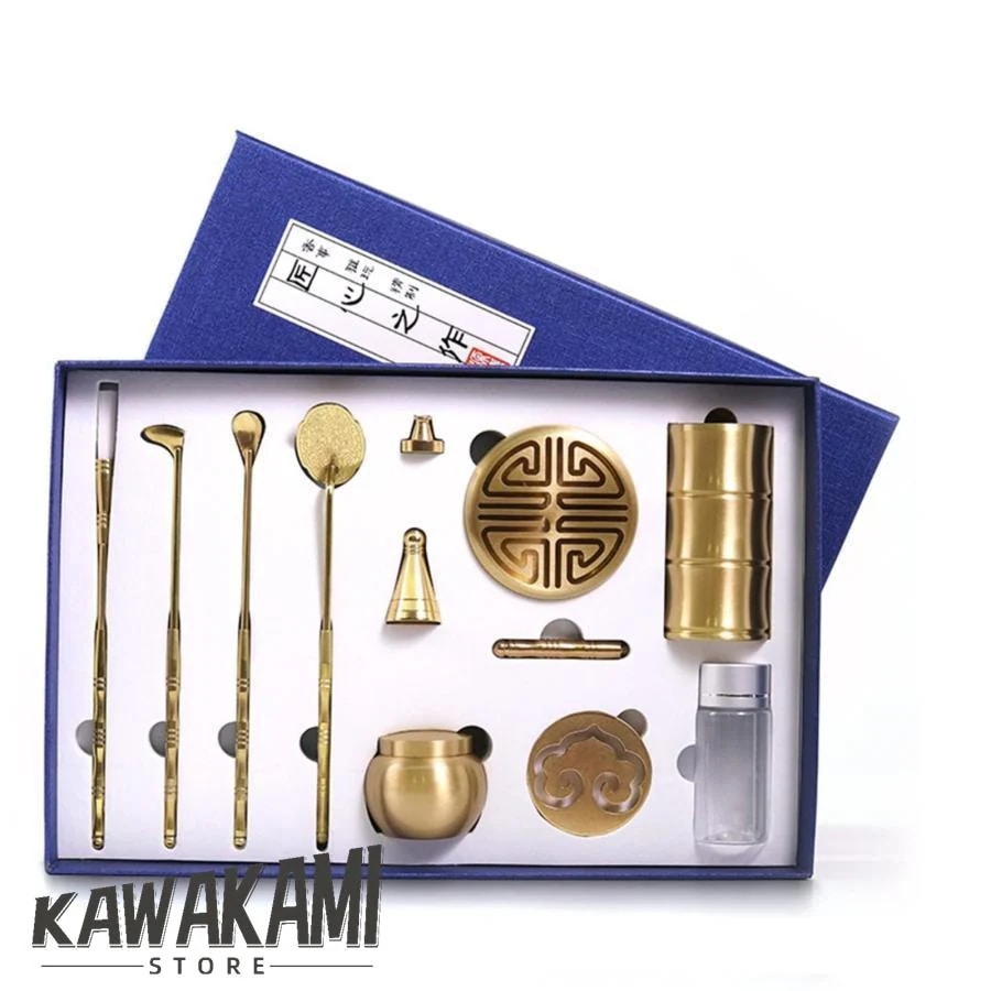 真ちゅう製の香炉キット DIY 逆流塔 インセンス コーン モールド ホーム ヨガ 真鍮香道具セット ，11個セットお香型ツールホーム ヨガ 真鍮香道具セット 室内装