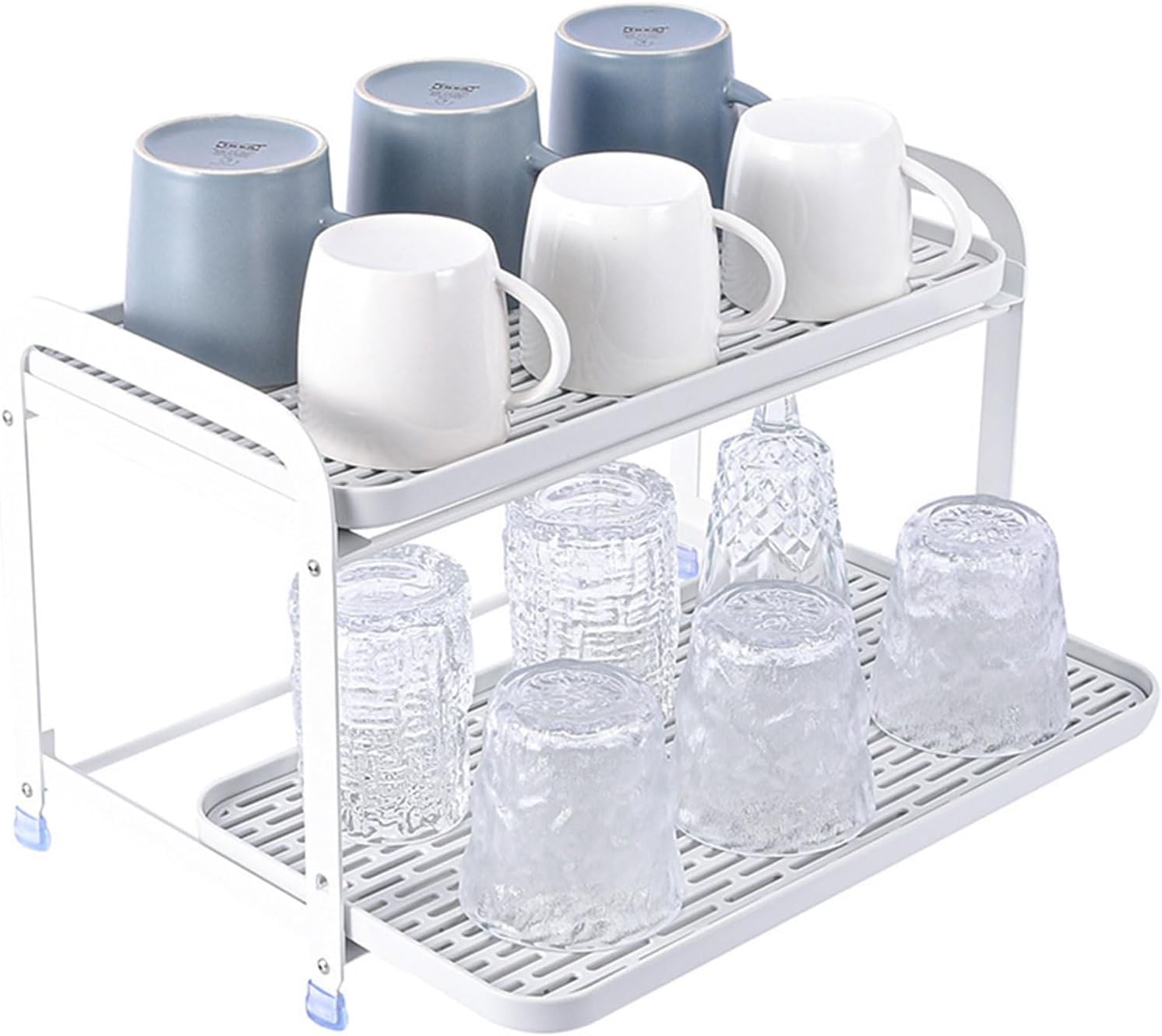 SLLS 水切りトレー コップホルダー 水切りトレイ付きカウンター上コップスタンド 台所収納 水筒スタンド 速乾 使いやすいデザイン (Small)