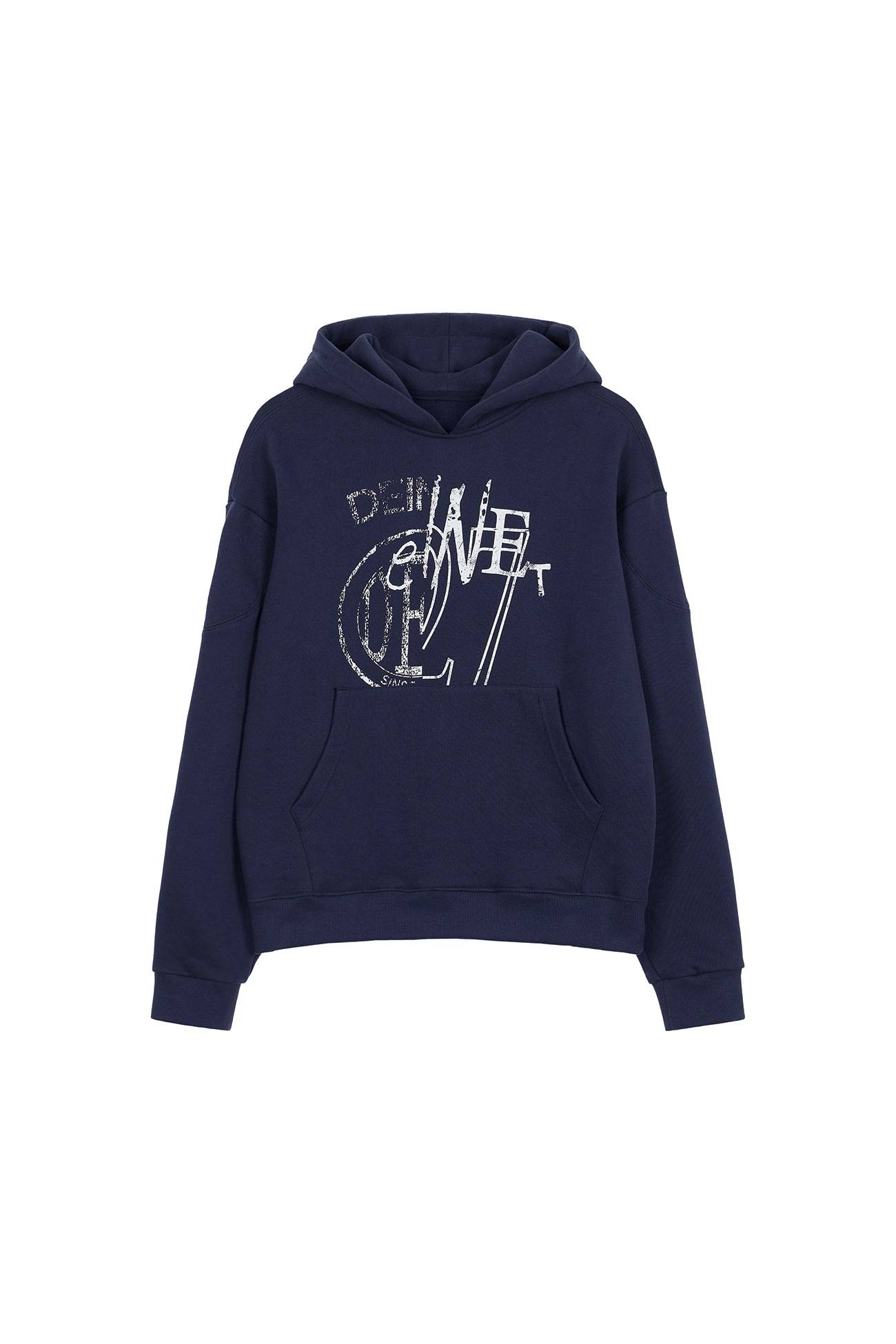 【DEINET】 REGULAR SIMPLE LOGO HOODIE : NAVY