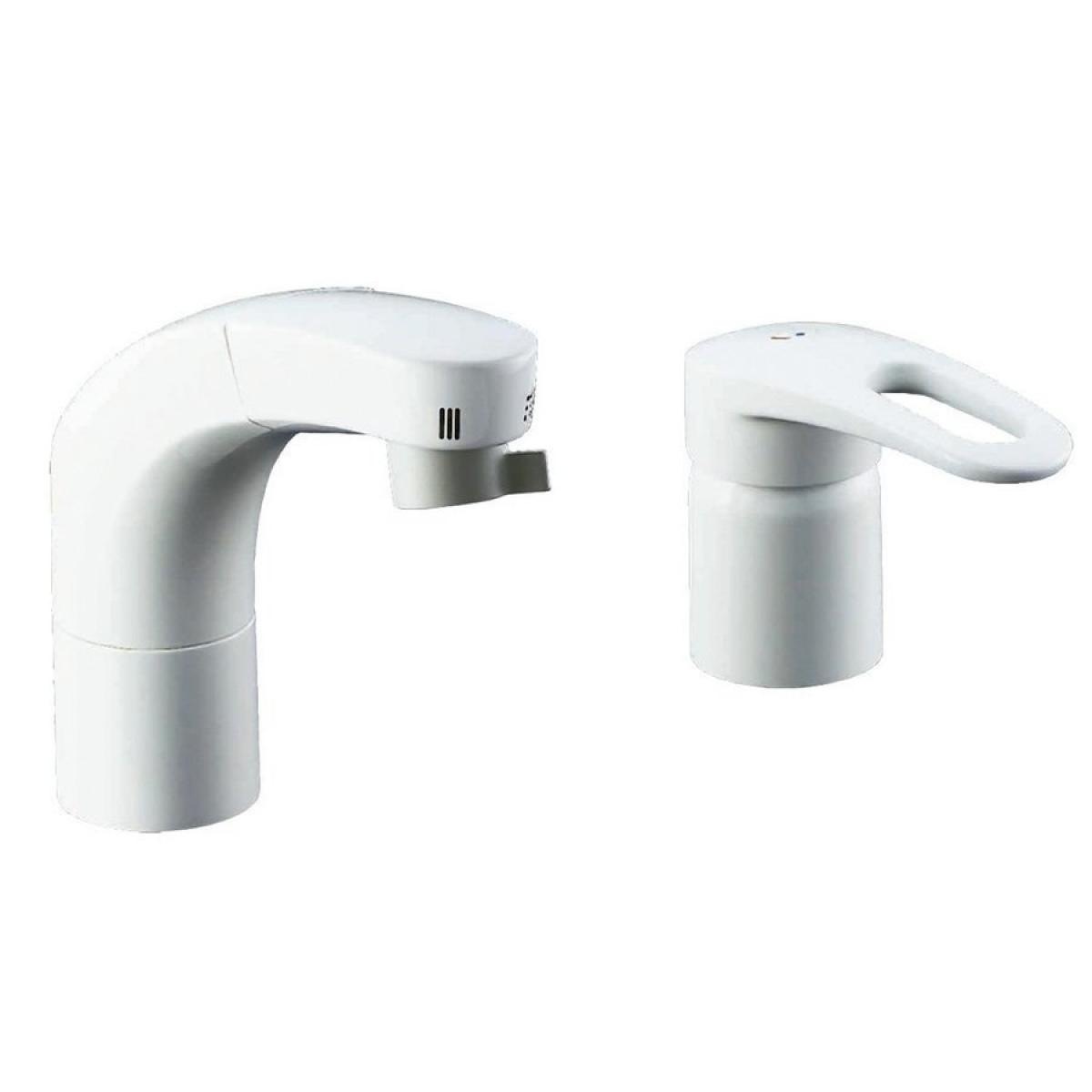 【在庫有・即納】LIXIL（リクシル） INAX 洗面器用 ホース引出式シングルレバー混合水栓 エコハンドル 抗菌ハンドル RLF-681Y