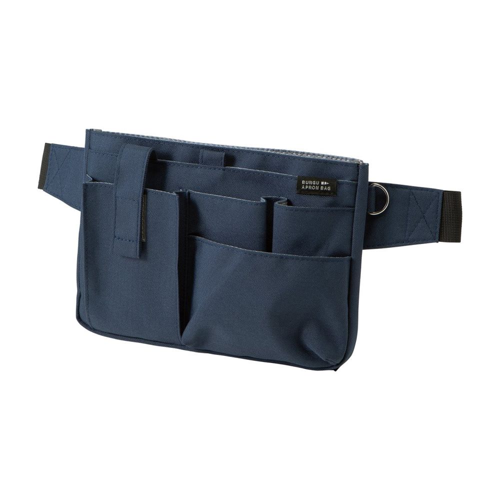 （まとめ買い）文具エプロンバッグ 大容量スリムタイプ ネイビー BE021NB [x3]