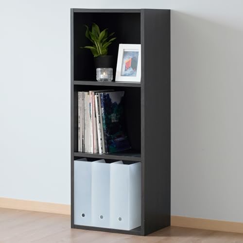 色：ダークブラウン [山善] 棚 本棚 カラーボックス A4ファイル対応 3段 幅40*奥行29*高