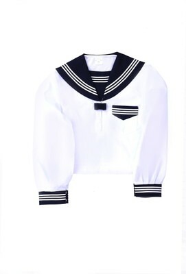 岡山県産 セーラー服 夏服 中間服 上衣 長袖 白地 学校制服 標準服 特大あり 本物 冠婚葬祭にも 佐川営業所止めOK