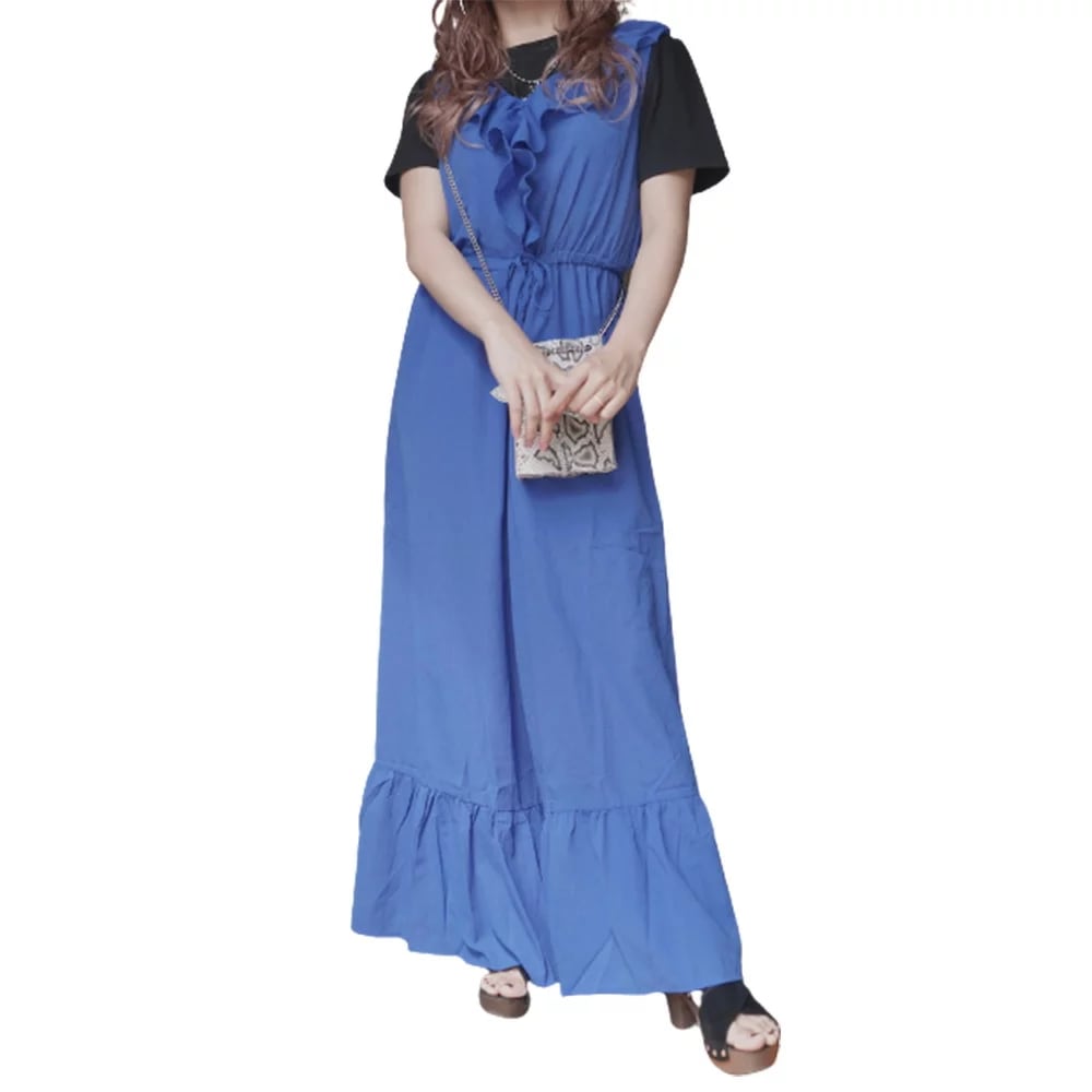 Frill Desing Salopette Pants (royal blue) A.D.G レディース ファッション