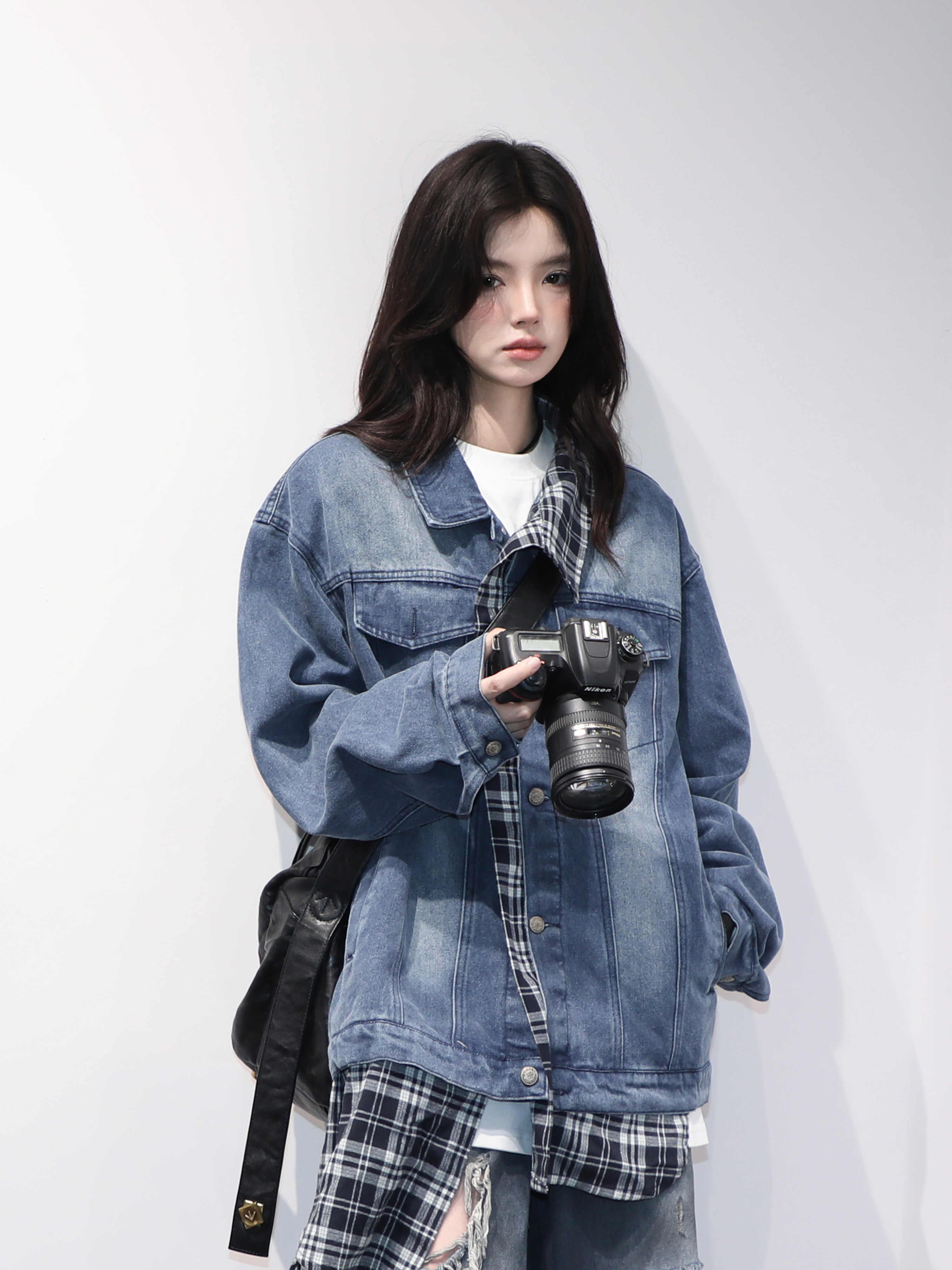 「SHANKONG」【高·品質版】【上品】2025新作 デニムジャケット アウター レトロ ゆったり 韓国ファッション レディーストップス アウター トップス セミロング トップス 10