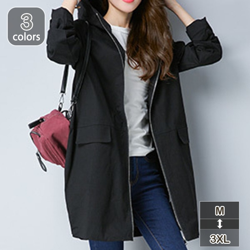 アウター レディース 春 秋 ロング丈 ジャケット 無地 シンプル トレンチコート フード付き おしゃれ ロング チェスターコート カジュアル 通勤 スプリングコート かっこいい ポケット付き 可愛い 5,697円