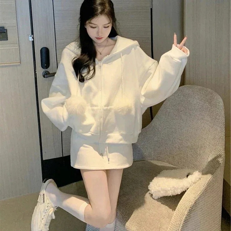 フード付きアウター+スカート2点セットレディース春秋おしゃれ気質セット通勤韓国ファッションセットアップ2025福袋 4,909円