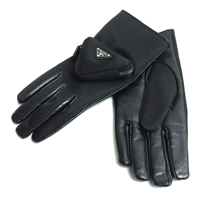 PRADA プラダ トライアングルロゴ 手袋 ブラック 2GG137 2DW1 F0002 8 レディース 中古 美品