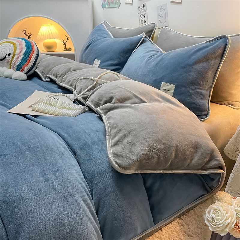 韓国ファッション 布団カバー シンプルデザイン 寝具冬のベッド用品サンゴの絨毯 掛布団カバー あったか布団カバー 防臭 洗える