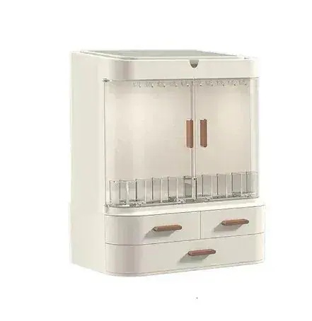 【急速出荷!】品質いいな LEDミラー化粧品収納ケースライト付きミラー付きデスク化粧品収納ケーススキンケアアクセサリー棚