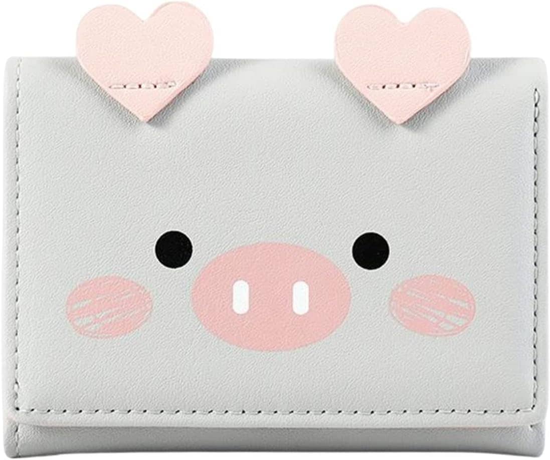【20%OFFクーポン】財布 レディース 三つ折り 小さめ 豚柄 ハート ボタン 軽量 大容量 カード入れ 小銭入れなし 多機能 使いやすい コインケース ウォレット かわいい ファッション プレゼン